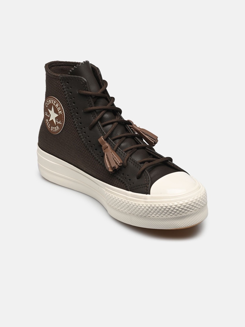 Converse Chuck Taylor All Star Lift Crafted Tassl women's brown canvas sneakers